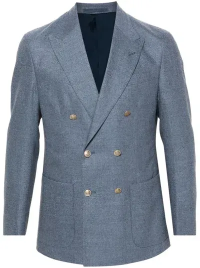 Eleventy Mélange-effect Blazer In Blue