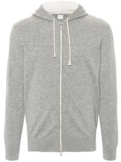 Eleventy Mélange-effect Hoodie In Grey