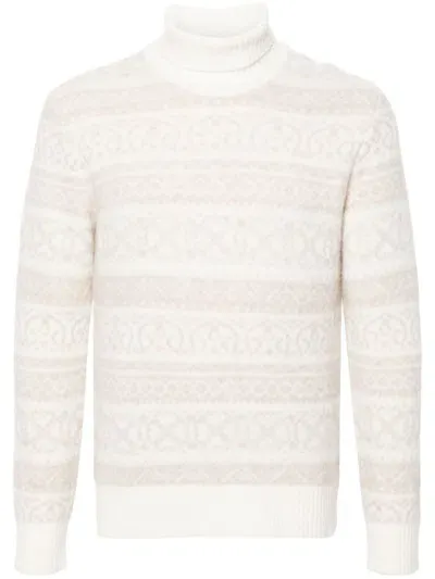 Eleventy Pattern-jacquard Sweater In White