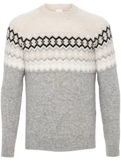 Eleventy Patterned Jacquard Sweater In Multi Beige