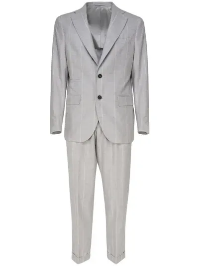 Eleventy Single-breasted Striped Suit In Grey