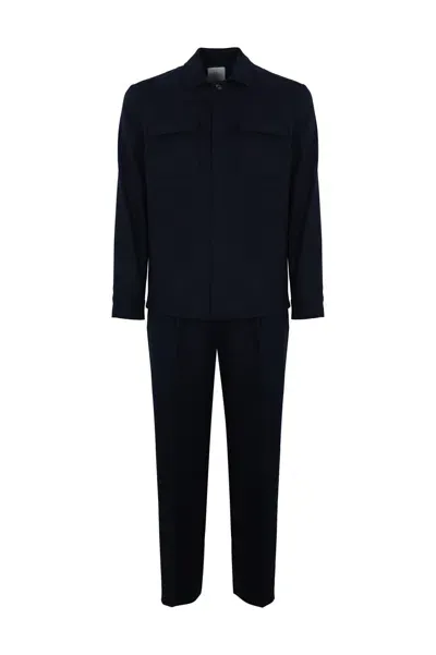 Eleventy Single-breasted Wool Suit In Blue