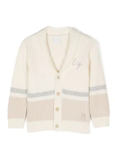 Eleventy Kids' Stripe-detail Cardigan In Neutrals