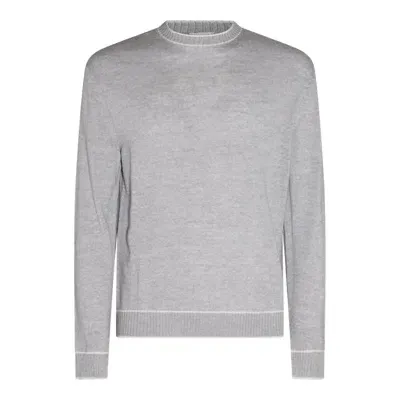 Eleventy Stripe Detailed Crewneck Jumper In Grey