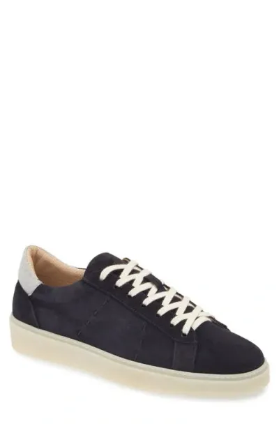 Eleventy Suede Low Top Sneaker In Navy