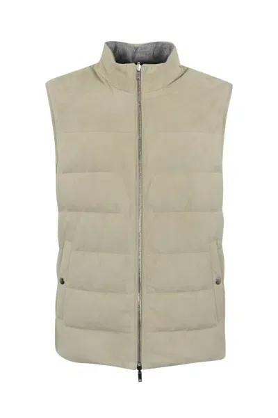 Eleventy Suede Vest In Beige