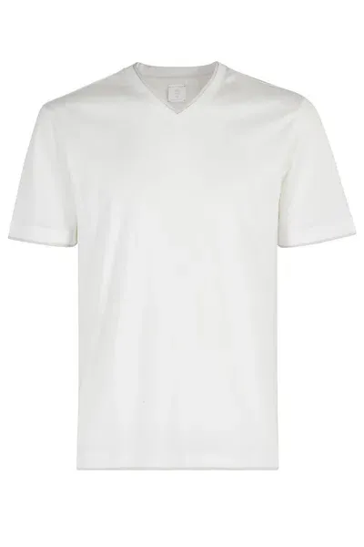 Eleventy V-neck Linen-cotton T-shirt In Neutrals