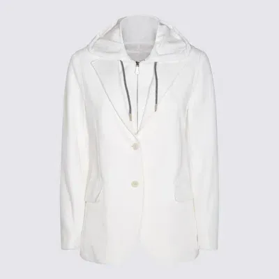 Eleventy White Wool Coat In Multicolor