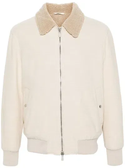 Eleventy Wool Bomber Jacket In Beige