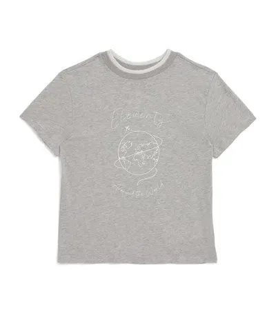 Eleventy Kids' World Logo T-shirt In Grey