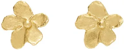 Elhanati Gold Conie Vallese Edition Small Golden Flower Earrings In 24kt Gold Plated