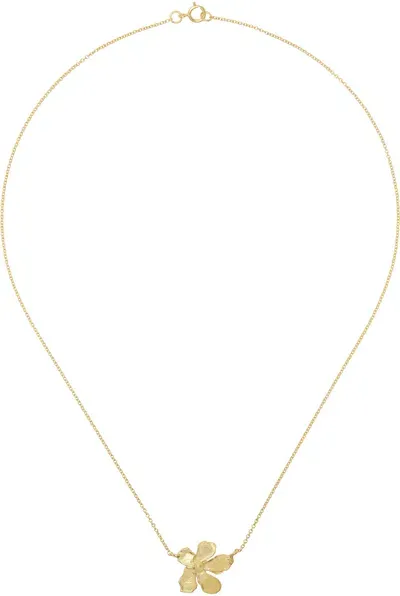 Elhanati Gold Simple Golden Flower Necklace In 24kt Gold Plated