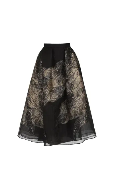 Elie Saab Brocade Skirt In Black