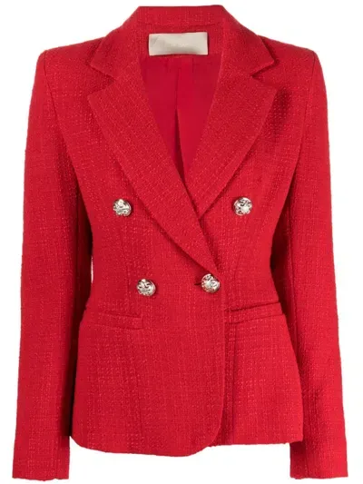 Elie Saab Doppelreihiges Tweed-sakko In Red