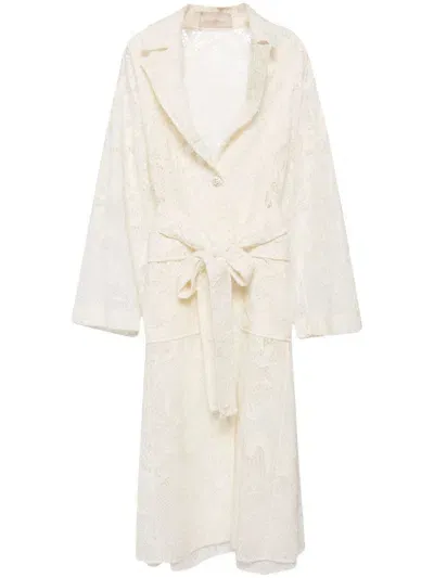 Elie Saab Embroidered Tulle Coat In White