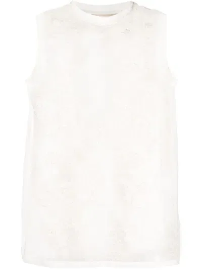 Elie Saab Floral-lace Appliqué Tank Top In White