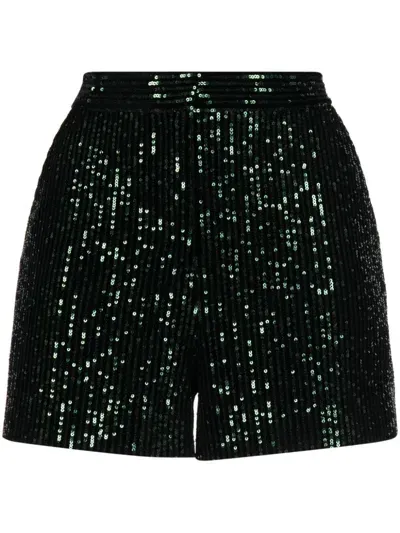 Elie Saab Sequined Velvet High Waist Shorts In Black