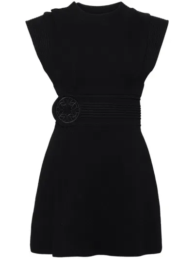 Elie Saab Logo-patch Day Dress' In Black