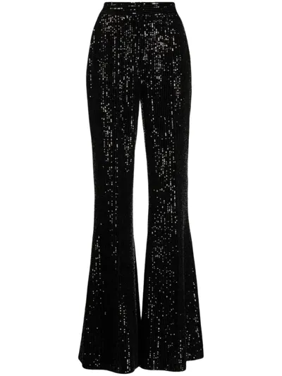 Elie Saab Sequin-embellished Flared Trousers In Black