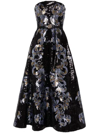 Elie Saab Sequinned Midi Dress In Black