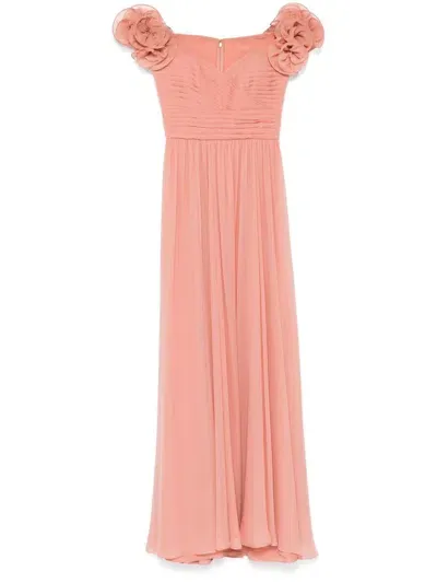 Elie Saab Silk Off-shoulder Dress In Pink