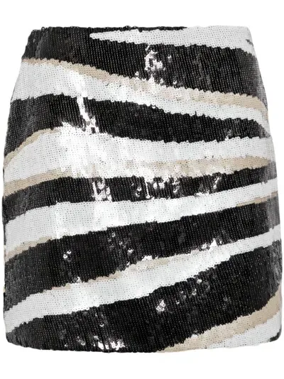 Elie Saab Zebra-print Sequin-embellished Miniskirt In 黑色