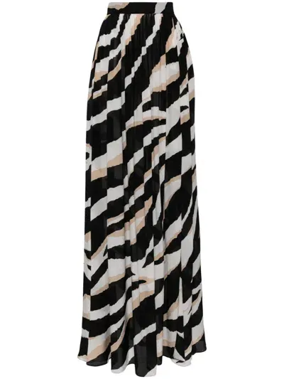 Elie Saab Zebra-print Silk Maxi Skirt In White