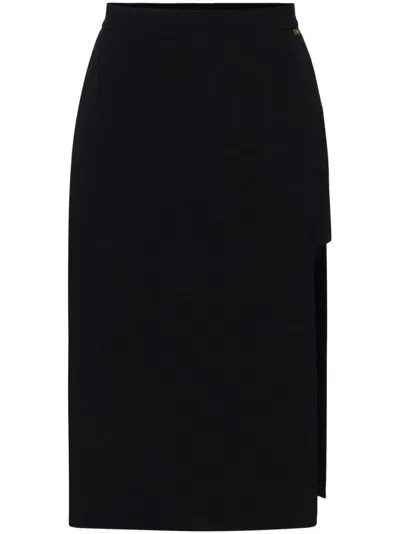 Elisabetta Franchi Asymmetric Midi Skirt In Black