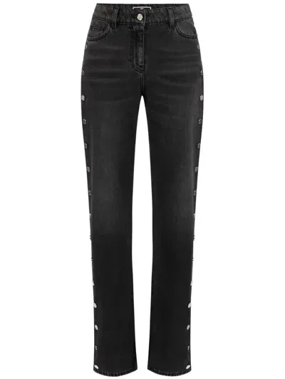 Elisabetta Franchi Button-embellished Jeans In Black