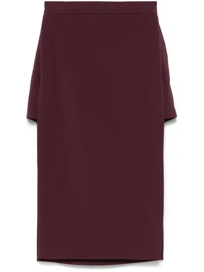 Elisabetta Franchi Crepe Inner-shorts Midi Skirt In Rouge Noir