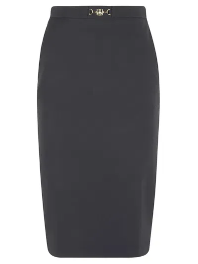 Elisabetta Franchi Belted Back Zip Skirt In Black