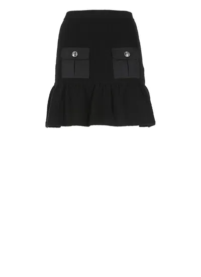 Elisabetta Franchi Wool Miniskirt In Black