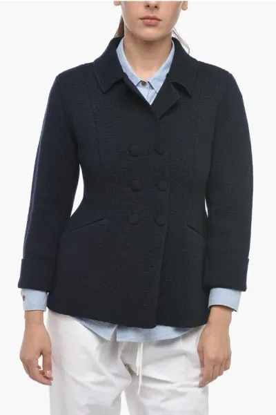 Ella Merino Wool Double-breasted Blazer With Welt Pockets