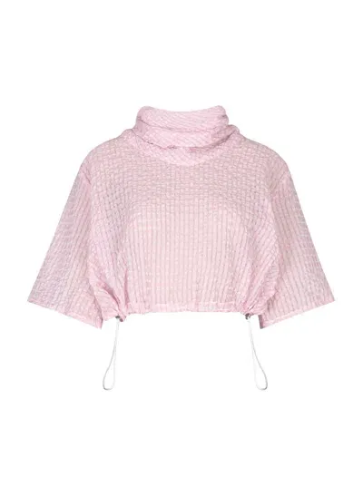 Elleme Drawstring  Cropped Top In Pink