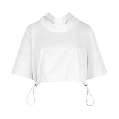 Elleme Drawstring Cropped Top In White