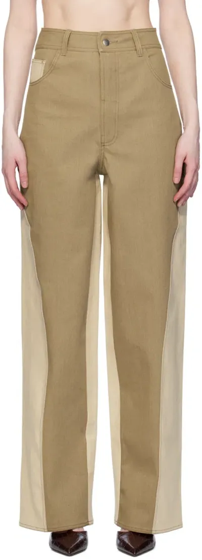 Elleme Khaki & Beige Reverse Jeans