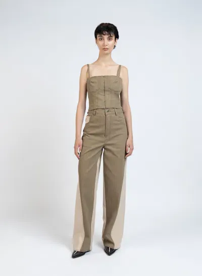 Elleme Reverse Denim Baggy Trousers/khaki In Brown