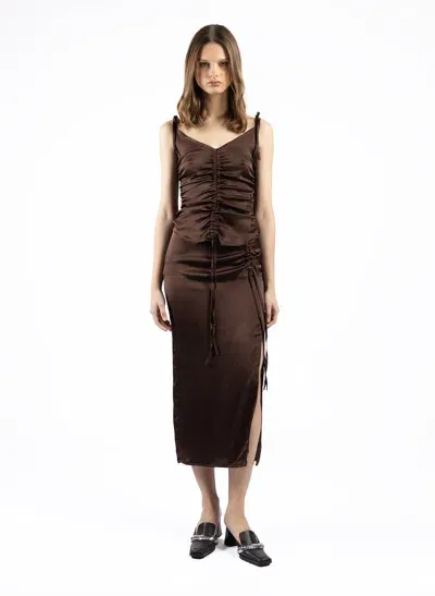 Elleme Brown Ruched Camisole In 40