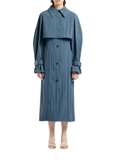 Elleme Washed Cotton Coat Navy In Blue