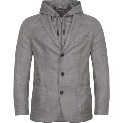 Emanuel Berg Lorno Piana Wool & Cashmere Sport Coat With Removable Hooded Bib In Silver