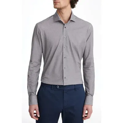 Emanuel Berg Modern Fit 4flex Knit Dress Shirt In Dark Grey