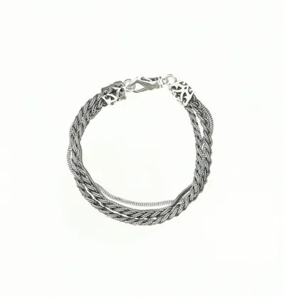 Emanuele Bicocchi Double Braided Bracelet In Silver