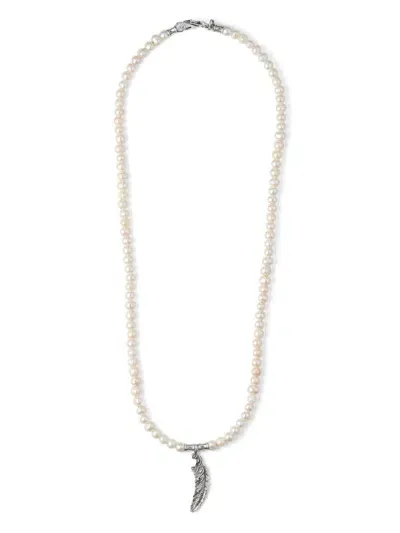 Emanuele Bicocchi Feather Charm Necklace In Metallic