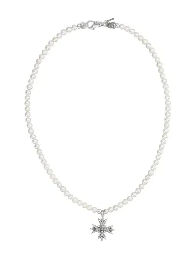 Emanuele Bicocchi Necklace Medium Pearl Crest In Silver