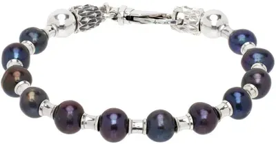 Emanuele Bicocchi Silver & Black Pearl Bracelet In Sterling Silver