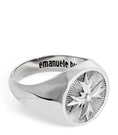 Emanuele Bicocchi Eb Crest Signet Ring In Silver