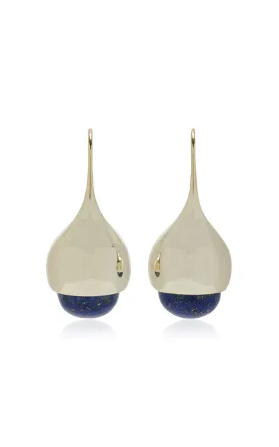 Emili Lou 9k Gold-plated Sterling Silver Lapis Earrings In Blue