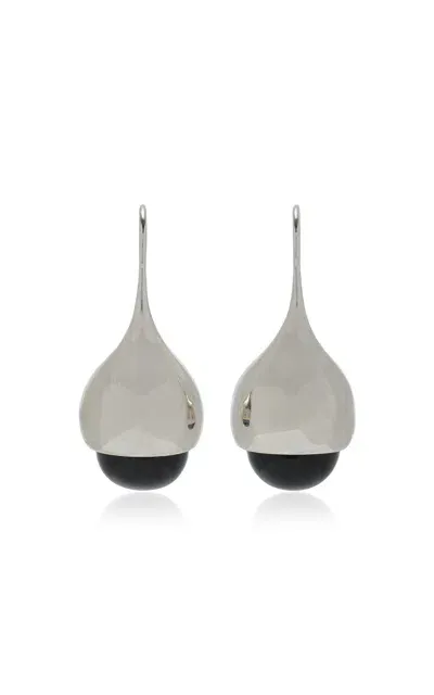 Emili Lou Sterling Silver Onyx Earrings In Black