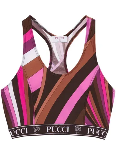 Emilio Pucci Abstract Print Crop Top In Multi