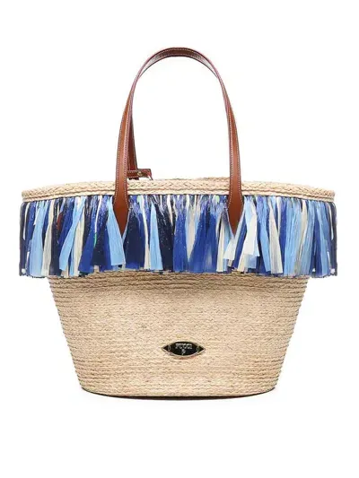 Emilio Pucci Beach Bag In Straw In Beige